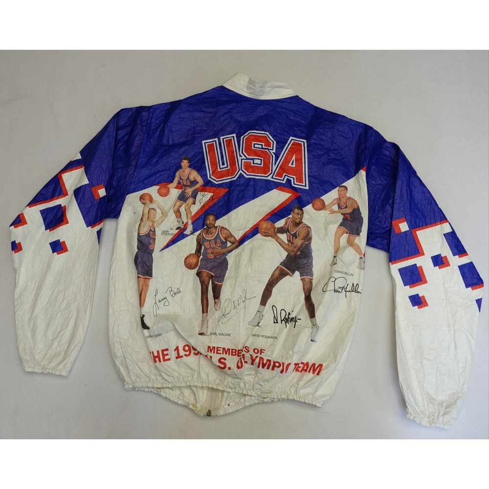 Vintage USA Olympics Basketball Jacket Mens Small Karl Malone Barcelona 1992 - Picture 5 of 6